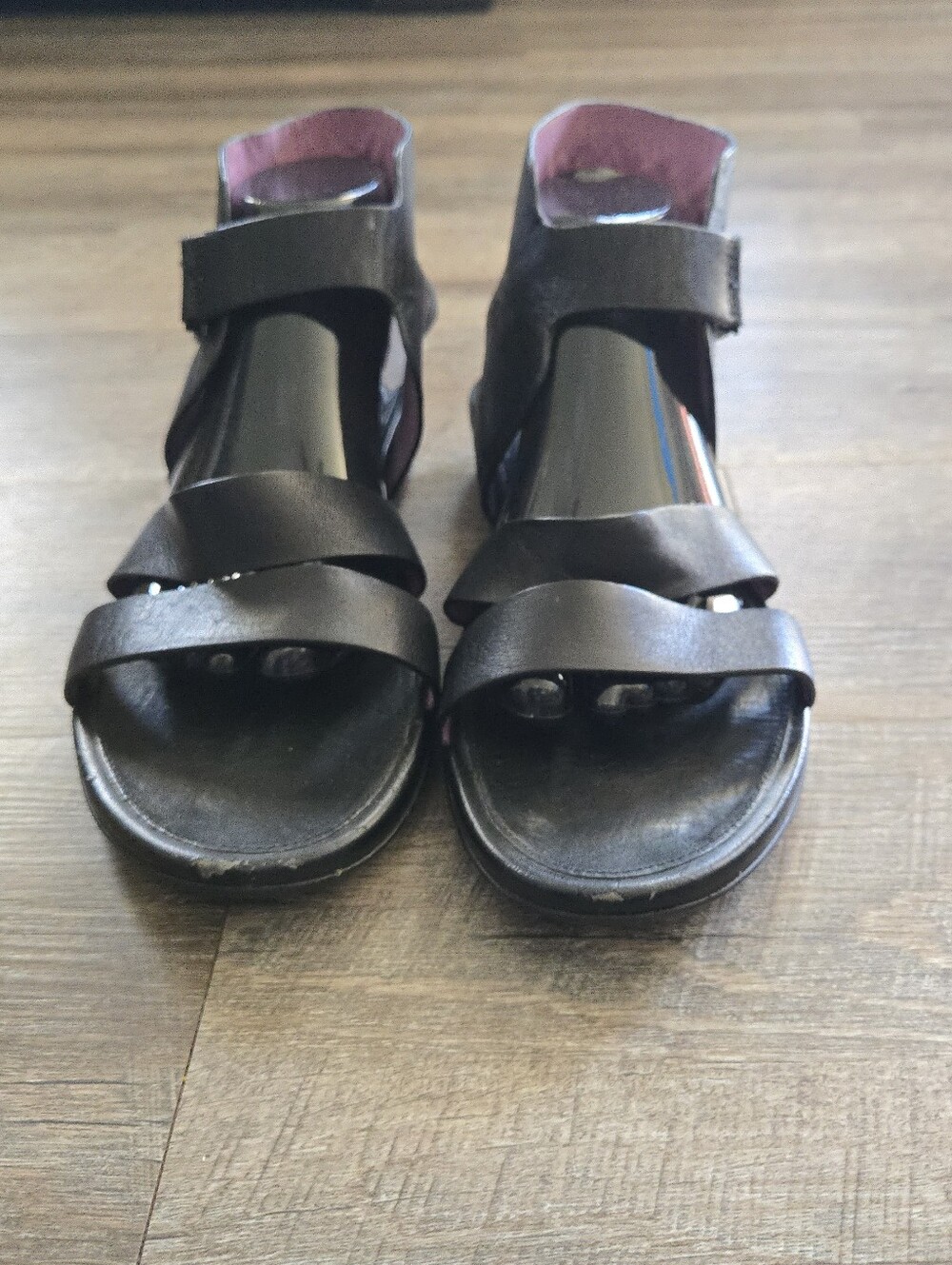 FITFLOP Gladdie Black Leather Gladiator Flat Sandals Size EU 42 US 10